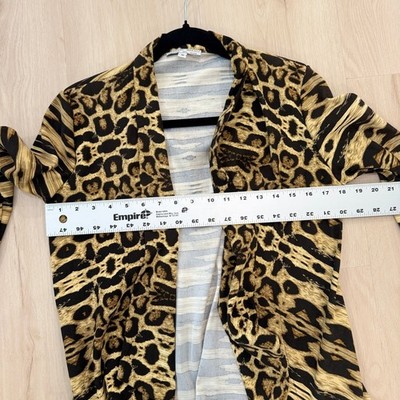 Alberto Makali Leopard Print Open Front Knit Cardigan Jacket S