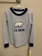 L K- Dearfoams Lil Bear Long Sleeve Heather Gray Pajama Top Only Sz 8 NWT 49