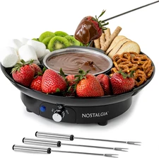 Nostalgia Electric Fondue Party Set – 10 Oz Melting Pot 4 Roasting Forks Set NEW