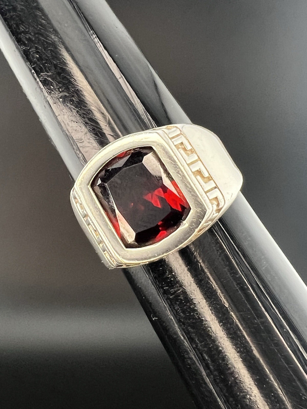 Sterling Silver 925, Ruby Colored Stone, Size 11 … - image 5