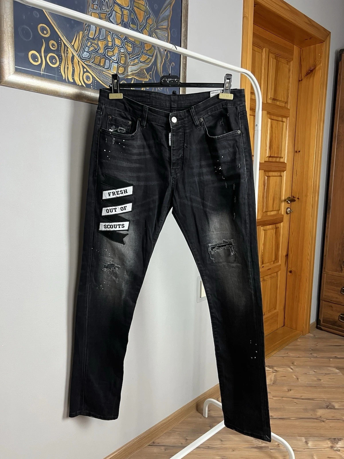 Dsquared2 Slim Jean Patchwork Black Distressed De… - image 4