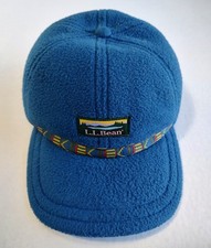 LL Bean Fleece Trapper Hat Strapback Small Blue Aztec Ear Flap Unisex Cap