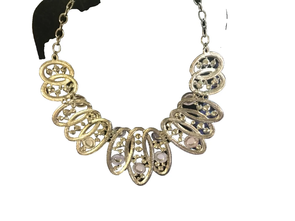 VTG necklace Bib Multi round multi blue stones Statement - Image 2 of 2