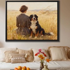 Bernese Mountain Dog Oil Painting Canvas Print - Rustic Dog Wall Art Decor