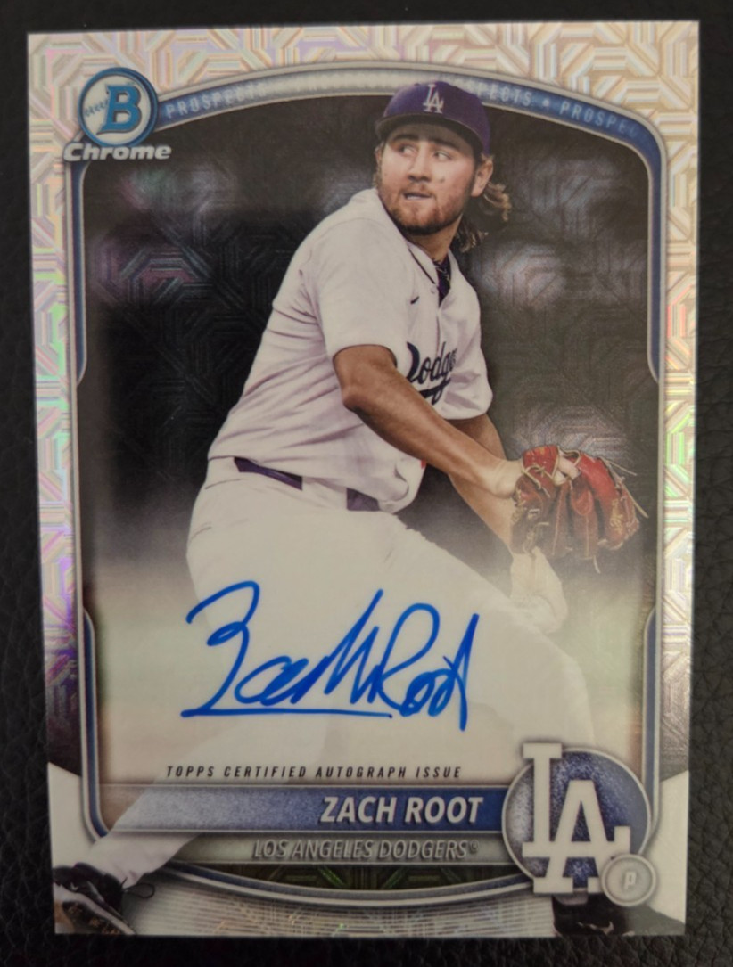 2025 BOWMAN DRAFT ZACH ROOT MOJO CHROME PROSPECT AUTOGRAPH #BMA-ZR DODGERS