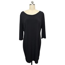 Ciara Sun Woo Black 3/4 Sleeve V Neck Tunic Dress Size Large Made in USA