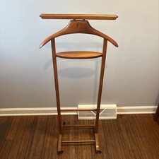 Fratelli Reguitti Brevettato Italian Wood Rolling Valet Stand Rack 1950s Vintage