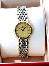 Ladies * OMEGA *   De Ville   SWISS Two Tone Watch ; Cleaned + NEW Battery + Box