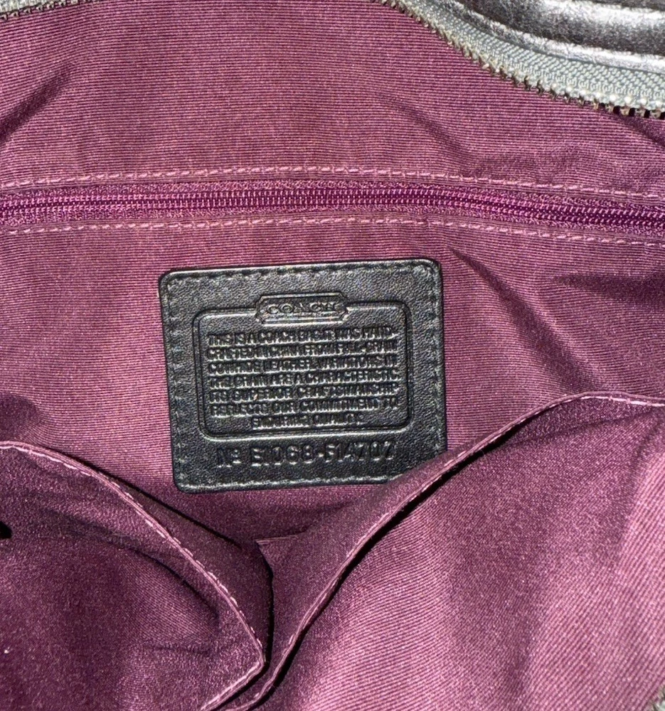 BORSA A TRACOLLA COACH ZOE IN PELLE BORSA A MANO GRIGIO ARGENTO METALLIZZATO TRACOLLA DBL F14707