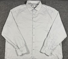 Charles Tyrwhitt Shirt Mens 18/35 Classic Fit Non Iron Paisley Button White Blue