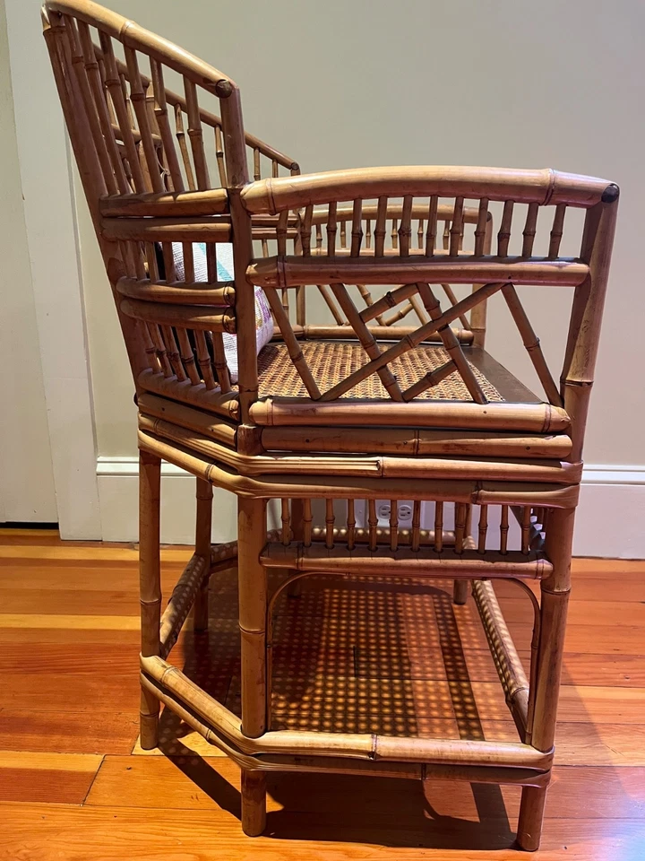 Vintage Brighton Style Bamboo Armchair with caned seat in Chinoiserie style. - Image 3 of 4