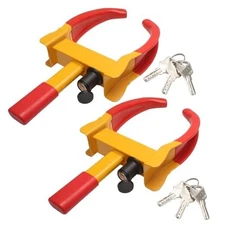  Universal Wheel Lock, Heavy Duty Tire Lock, Automotive Anti-Theft Red-2PCS