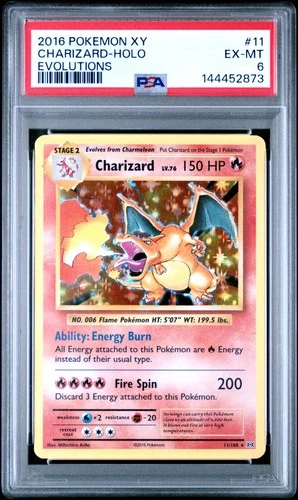 2016 POKEMON XY EVOLUTIONS #11 CHARIZARD-HOLO PSA 6
