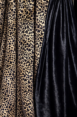 Faux Fur Leopard Print Throw Blanket with Black Velvet Back   50'' x 60'' 
