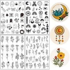 Stick and Stitch Embroidery Patterns Paper, 120 Pcs Floral Water Soluble Embr...