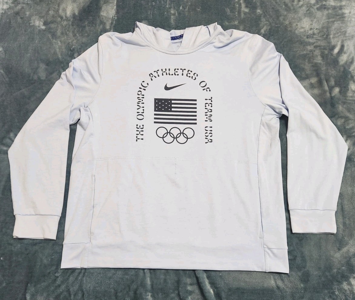 Nike Dri-Fit Team USA Olympic Yoga Restore Hoodie Mens Large Blue #FN0980-477
