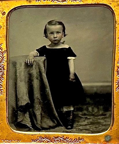 1/6th Plate Ambrotype - Baby Girl - Lock of Hair - By J. T. Weston - Union Case