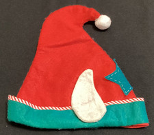 Red Green Felt Adult Santa's Elf Hat Pompom Christmas 13" Star Pointy Ears