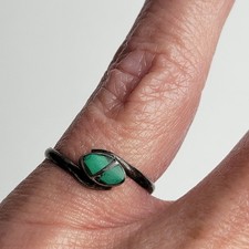 Vintage Green Malachite Mexico Sterling Silver Ring Size 5.5 2.5g