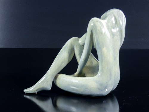 ⚜️ NUDE SCULPTURE WOMAN CERAMIC ENAMEL SIGNED RS ERA 1960S ITALY STATUE - Picture 5 of 11
