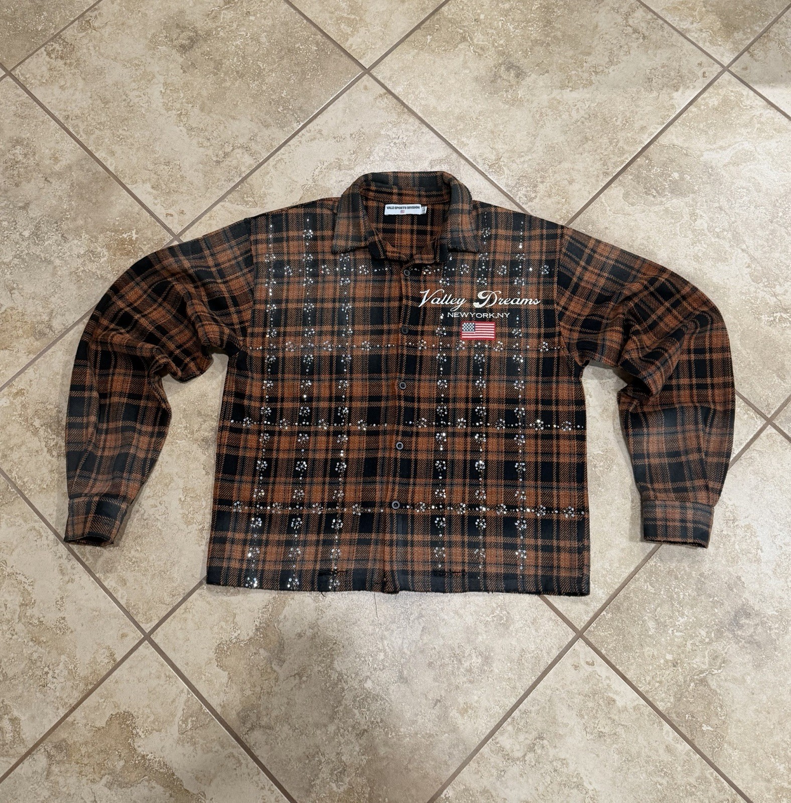VALE SPORTS DIVISON Plaid Flannel Shirt Brown Black Long Sleeve Men’s Size L