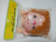Vintage Fibre-Craft Doll Head and Hands Set 4.5 Inch Orange Hair No. 7572