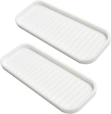  Holder Kitchen Sink Storage Tray Dishwashing Accessories 2-Piece Set (White)
