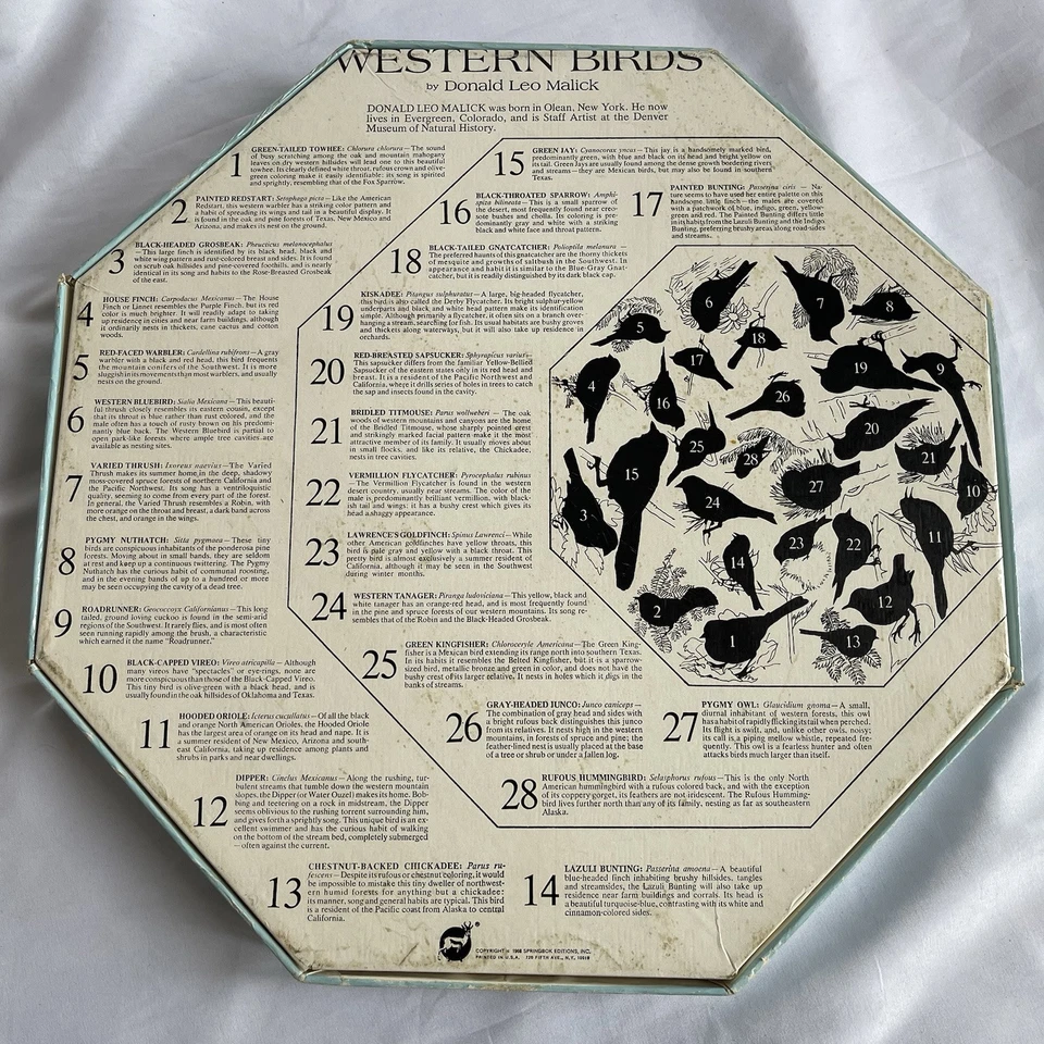 Vintage 1968 Springbok Western Birds Okta-Puzzle Jigsaw USA Donald Leo Malick  - Image 3 of 4