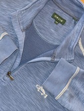 Orvis Quarter Zip Pullover Men XXL Blue Embroidered Salmon Long Sleeve Outdoors