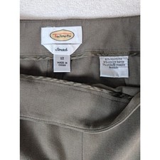 Talbots Pants Women's Wide Leg Olive Gray Side Zip Stretch Career Size 12