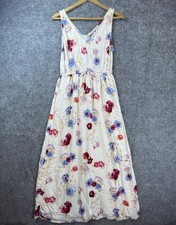 Lucky Brand Maxi Dress Womens Small Ivory Romantic Boho Floral Sleeveless V-Neck