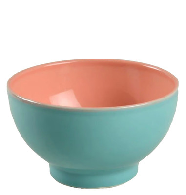 Vtg Lindt Stymeist Bowl Cereal Salad Soup Turquoise Salmon 5.75'' Pedestal