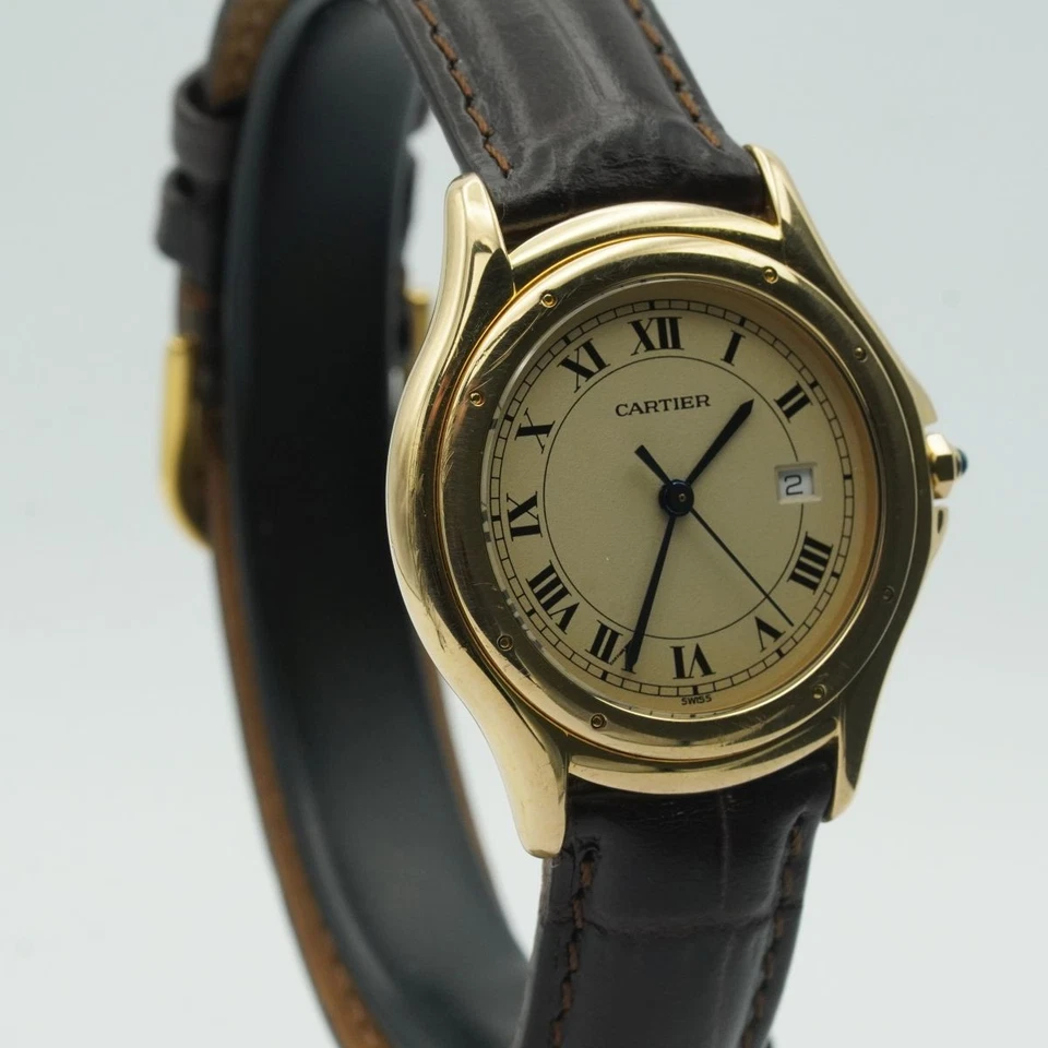 CARTIER SANTOS COUGAR QUARTZ HERREN UHR 33MM 887904 18K 750 MASSIV GOLD CA195 - Bild 2 von 4