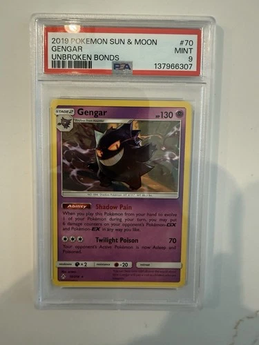 Gengar 70/214 Sm-Unbroken Bonds Regular Rare Pokemon Card Psa 9