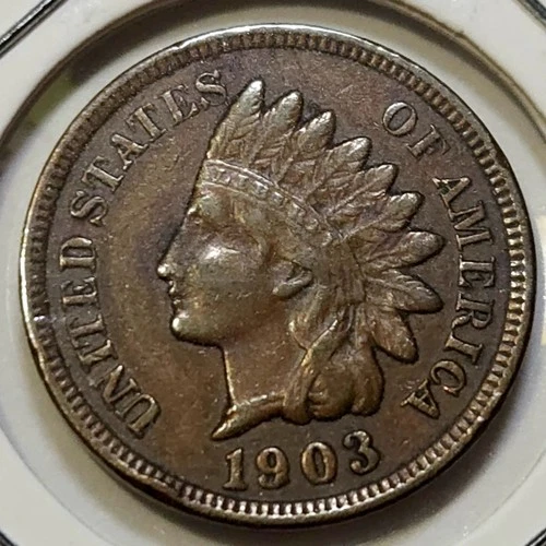 1903 Indian Head Cent - XF - Rim Ding & Minor Discoloration/Obv. - 3 Diamonds!