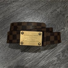 Louis Vuitton Belt Authentic Damier Inventeur Gold Buckle