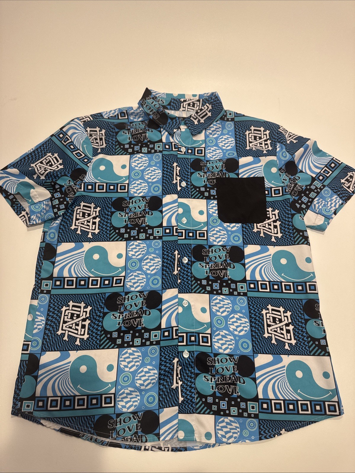 Wobble Factory GRIZ Button Up Blue Show Love Spread Love Limited Run Of 120