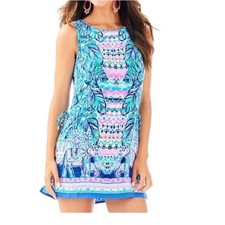 Lilly Pulitzer Feel The Beat Elephant Pink Blue Donna Romper size 6 VGC