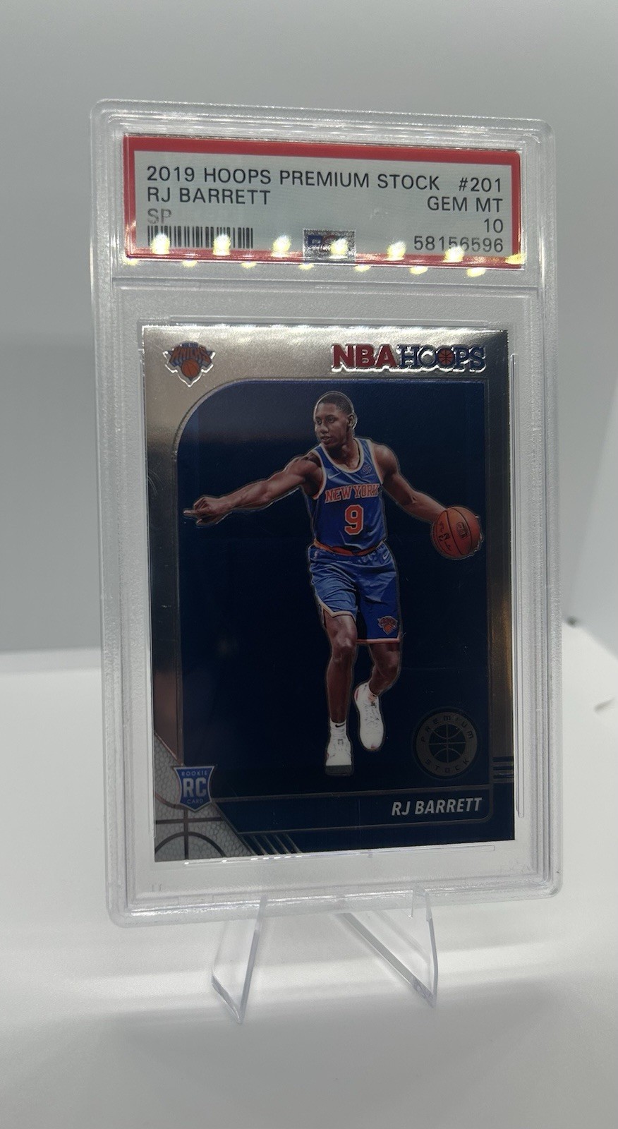 2019-20 Panini NBA Hoops Premium Stock - Rookie RJ Barrett #201 (RC) PSA 10