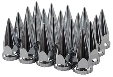 ABS Chrome Plastic 33mm Thread-on Spiked Lug Nut Covers for Semi Trucks (Pack...