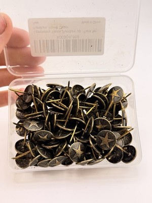 Lot of Brass Upholstery Tacks Star Design Decorative Nails Furniture Trim