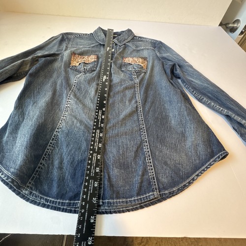 Harley-Davidson Damen Paisley Bandana Denim Druckknopfleiste Hemd Größe Medium - Bild 4 von 8