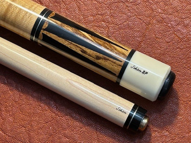 Schon Pool Cue Model SP2600-1. With Schon Shaft. Zebra Wood/Ebony