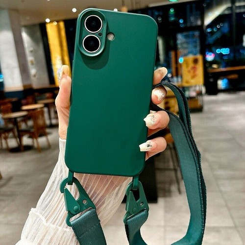 Luxury Color Lanyard Liquid Silicone Cover Case For 16 15 14 13 12 11 Pro Max - Picture 17 of 25