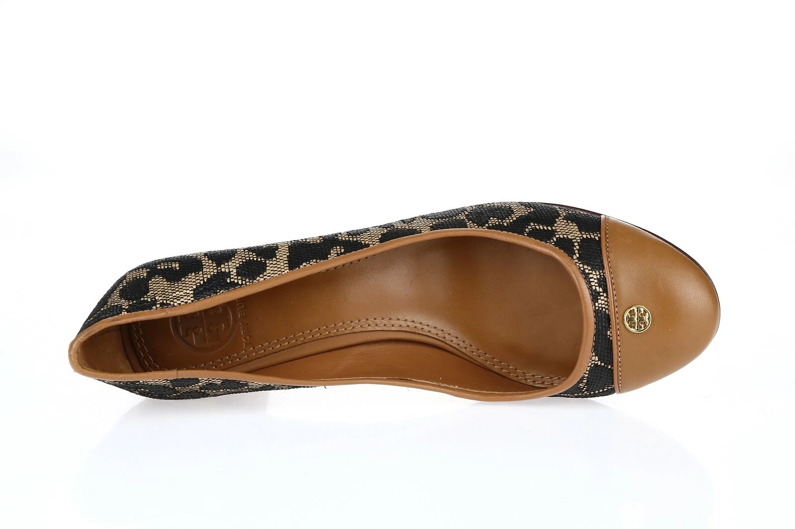 TORY BURCH 211322 decolte con tacco in pelle tessuto stampa leopardata tg. 6 5 M NUOVO!