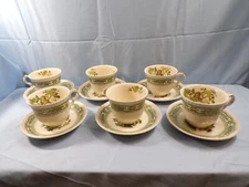 Lot of 6 Masons Mason's Green Manchu Cup & Saucer Sets