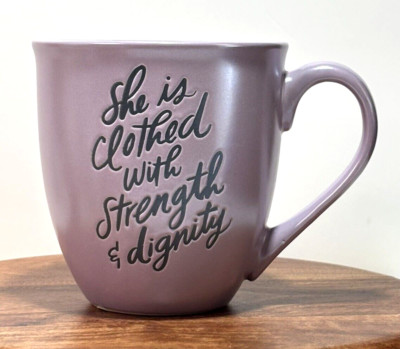 Austin & Ash Proverbs 31:25 Purple Religious Ceramic Coffee Tea Mug Gift