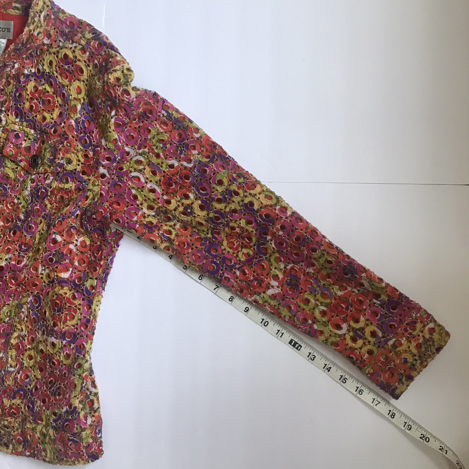 Chicos Multicolor Blazer Jacket Button Front Vibr… - image 4