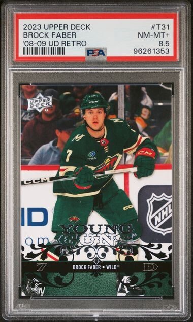 2023-24 Brock Faber 2008-09 Upper Deck Retro Young Guns PSA 8.5 Wild