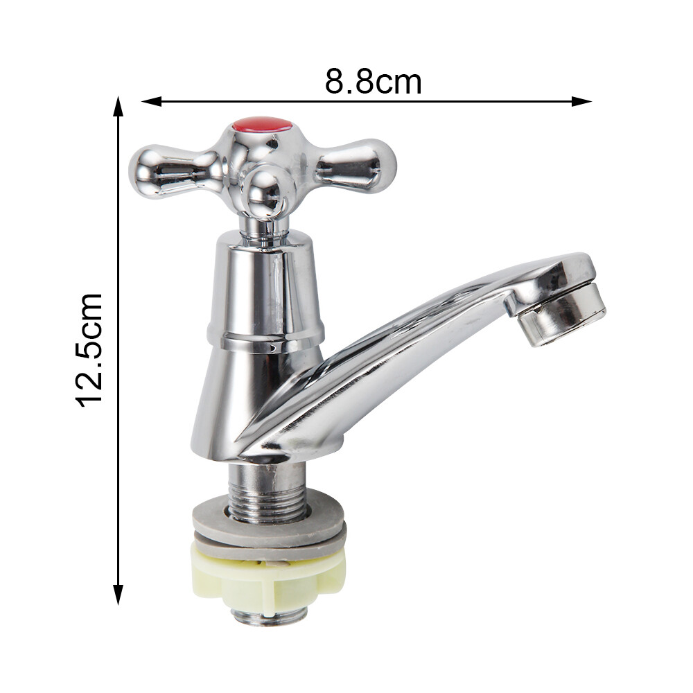 2-Pack Hot & Cold Water Tap Handle Knob Set – Silver Chrome Plated, With Mounting Screws, Fits 9mm/20-Tooth Valve Core, For Bathroom, Kitchen, Garden Sinks